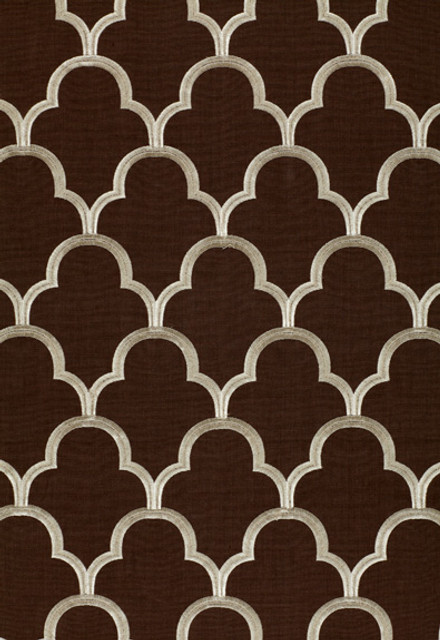 Schumacher Fabric Scallop Embroidery Espresso 64322 COLLECTION-NAME-TBA-64320 75% Cotton, 25% Viscose Martindale 5,600 Horizontal: 5.5 and Vertical: 7.5 49.875 - My Fabric Connection -