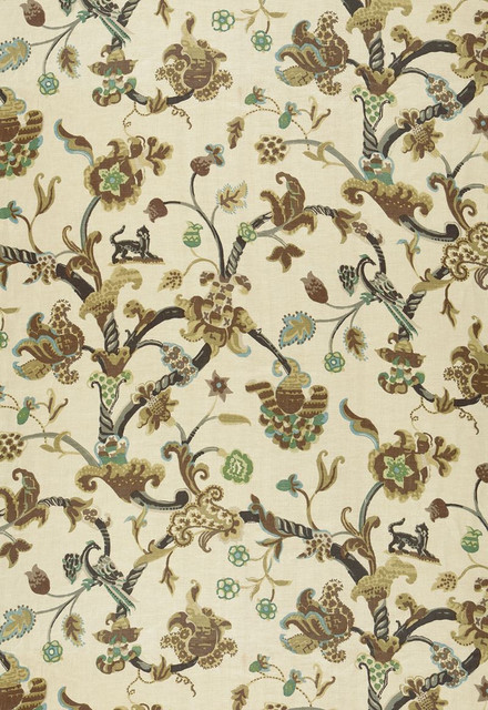 Schumacher Fabric Eastbury Manor Print Moonstone 174531 Classic-Prints 100% Linen - Horizontal: 26.25 and Vertical: 53.5 52.5 - My Fabric Connection -