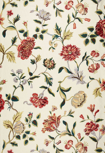 Schumacher Fabric Avebury Floral Vine Document Rose 174520 COLLECTION-NAME-TBA-174520 100% Linen - Horizontal: 52.5 and Vertical: 66.375 52.5 - My Fabric Connection -