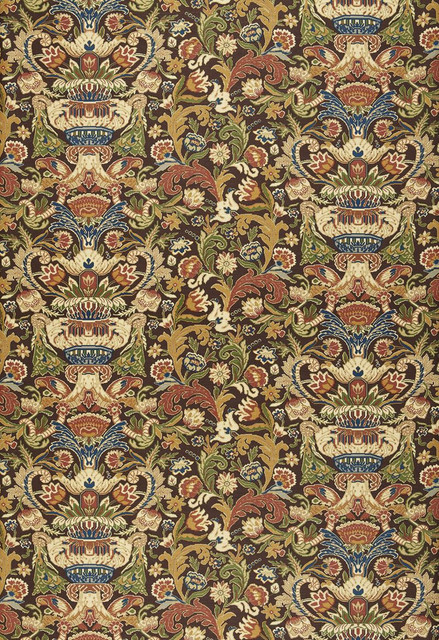 Schumacher Fabric Egerton Tapestry Print Umber 173620 Classic-Prints 52% Linen, 48% Cotton - Horizontal: 28.75 and Vertical: 23.625 57.5 - My Fabric Connection -