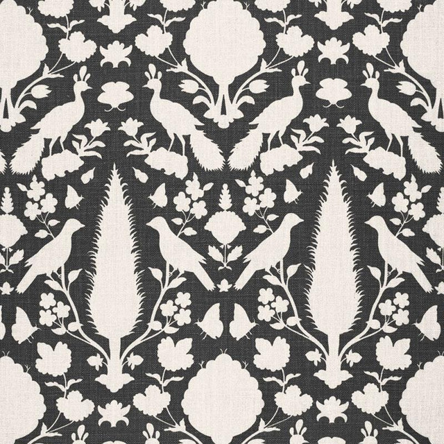 Schumacher Fabric Chenonceau Charcoal 173563 Exuberant Prints 13.5" - My Fabric Connection - Schumacher Fabric Chenonceau Charcoal 173563 Exuberant Prints 13.5" - My Fabric Connection -