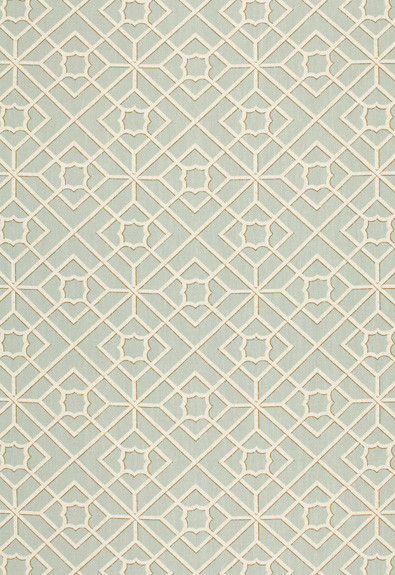 Schumacher Fabric Luan Fretwork Sky 173491 COLLECTION-NAME-TBA-173490 100% Linen Martindale 7,000 Horizontal: 9 and Vertical: 9 54 - My Fabric Connection -