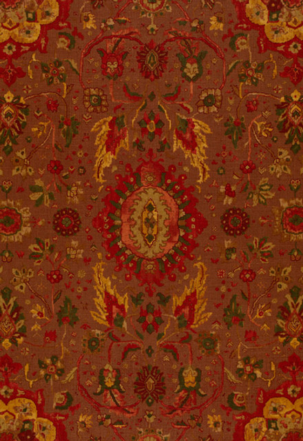 Schumacher Fabric Jahanara Carpet Spice Brown 172791 Classic-Prints 100% Linen Wyzenbeek 4,000 Horizontal: 26.75 and Vertical: 42.5 54 - My Fabric Connection -