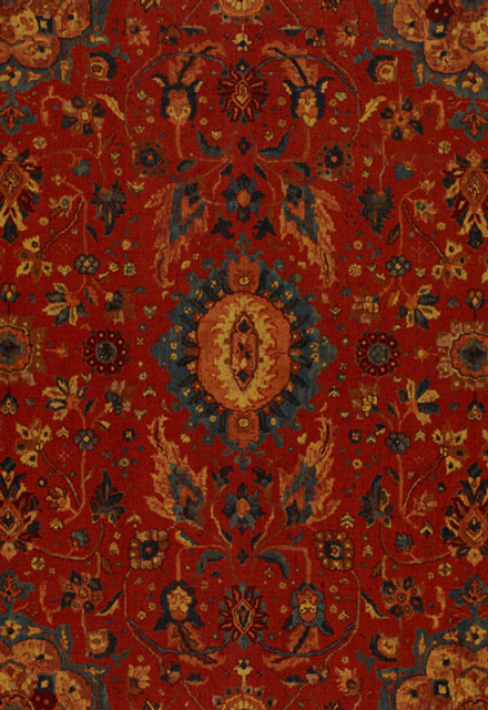 Schumacher Fabric Jahanara Carpet Turkish Red 172790 Classic-Prints 100% Linen Wyzenbeek 4,000 Horizontal: 26.75 and Vertical: 42.5 54 - My Fabric Connection -