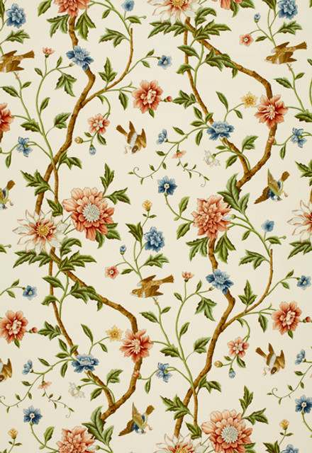Schumacher Fabric Shangtu Floral Porcelain 172441 Classic-Prints 100% Cotton - Horizontal: 29 and Vertical: 47.25 58 - My Fabric Connection -
