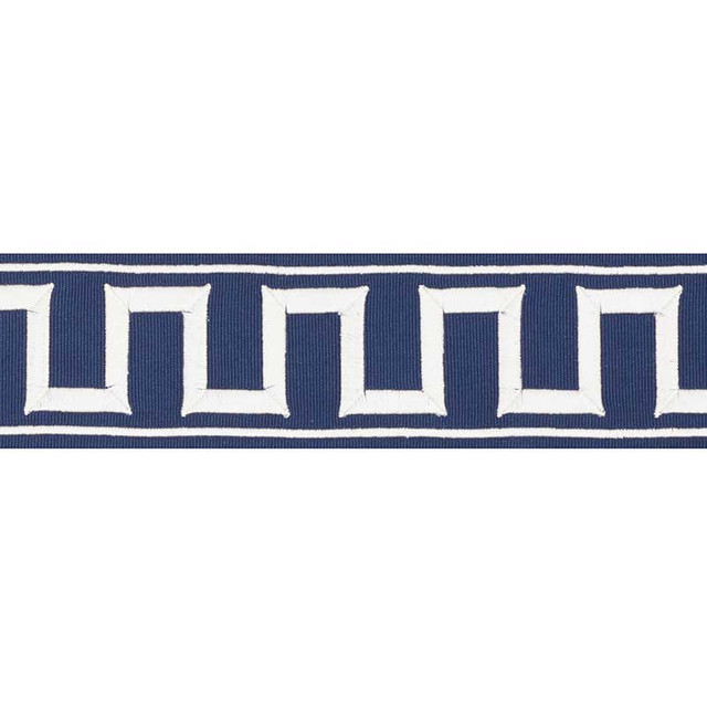 Schumacher Fabric Greek Key Embroidered Tape Marine 70797 Miles-Redd-Passementerie 80% Cotton, 20% Rayon - Horizontal: 1.75 and Vertical: - 2.25 - My Fabric Connection - Schumacher Fabric Greek Key Embroidered Tape Marine 70797 Miles-Redd-Passementerie 80% Cotton, 20% Rayon - Horizontal: 1.75 and Vertical: - 2.25 - My Fabric Connection -
