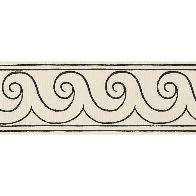 Schumacher Fabric Greek Waves Trim Black On Ivory 70750 Miles-Redd-Passementerie 78% Cotton, 22% Rayon - Horizontal: 2.5 and Vertical: - 3.75 - My Fabric Connection - Schumacher Fabric Greek Waves Trim Black On Ivory 70750 Miles-Redd-Passementerie 78% Cotton, 22% Rayon - Horizontal: 2.5 and Vertical: - 3.75 - My Fabric Connection -