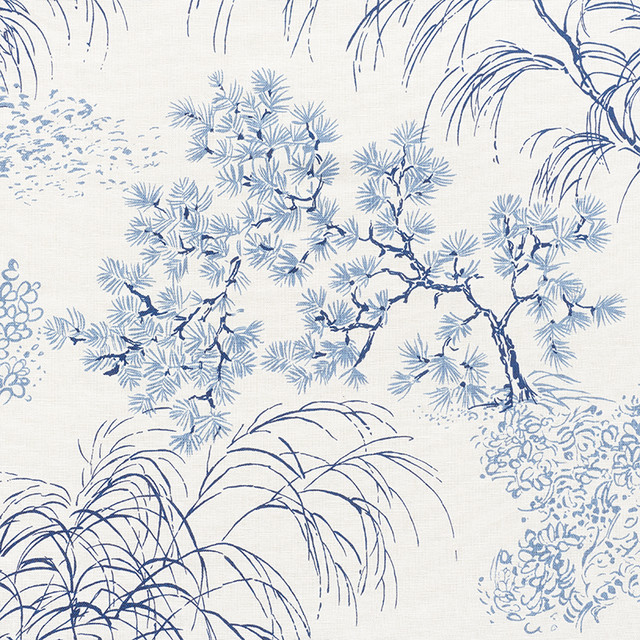 Schumacher Fabric Mori Porcelain 177020 Mingei 55% Linen, 45% Cotton Wyzenbeek 15,000 Horizontal: 53.5 and Vertical: 35.5 53.5 - My Fabric Connection -