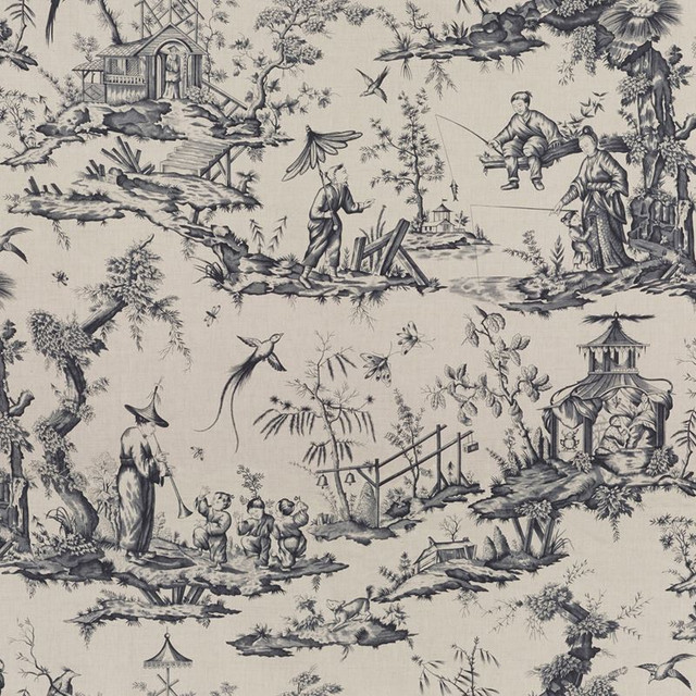Schumacher Fabric Shengyou Toile Charcoal 175803 Schumacher-Classics 57% Linen, 43% Cotton - Horizontal: 44 and Vertical: 47 44 - My Fabric Connection - Schumacher Fabric Shengyou Toile Charcoal 175803 Schumacher-Classics 57% Linen, 43% Cotton - Horizontal: 44 and Vertical: 47 44 - My Fabric Connection -