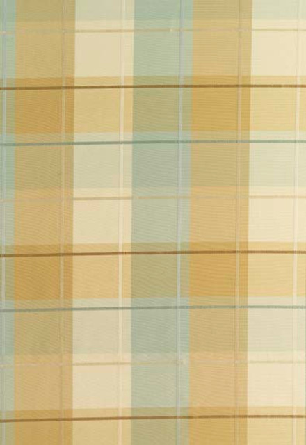 Schumacher Fabric Coin Silk Plaid Aqua 63361 Chroma 55% Cotton, 45% Silk Martindale 3,000 Horizontal: 9 and Vertical: 8.5 54 - My Fabric Connection -