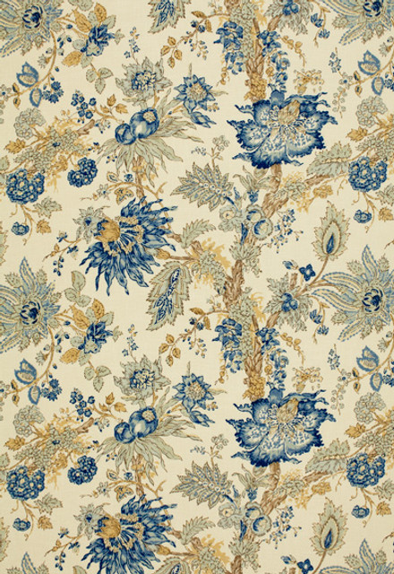 Schumacher Fabric Ellis Floral Vine Indigo 1304001 Classic-Prints 100% Cotton - Horizontal: 27 and Vertical: 23.5 54 - My Fabric Connection -