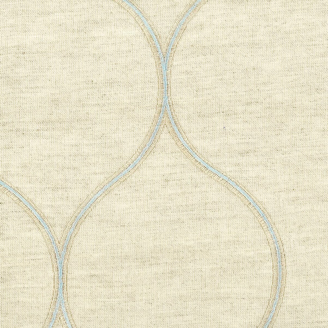 Stout Fabric Keynote 1 Opal Color My Window Ocean/Wave 52% Linen 48% Cotton Polyester Embroidery INDIA Horizontal: 4.5 and Vertical: 8 51 in - My Fabric Connection -