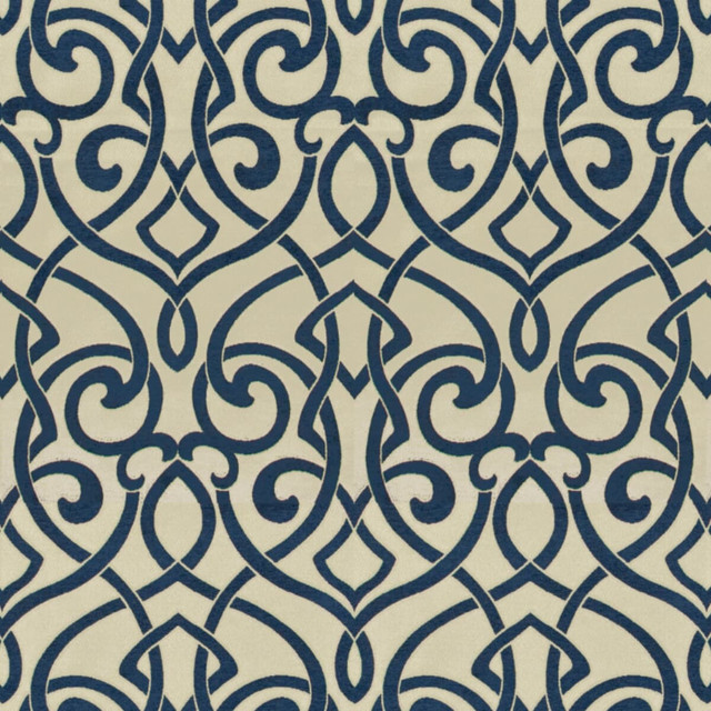 Stout Fabric Critique 4 Indigo Rainbow Library Porcelain/Royal 65% Spun Viscose 35% Polyester CHINA WYZENBEEK 25 000 DOUBLE RUB WEAR TEST (HEAVY DUTY) Horizontal: 14.5 and Vertical: 27.5 55 in - My Fabric Connection -