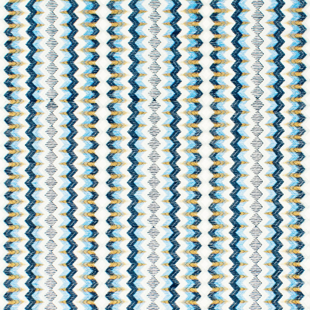 Stout Fabric Offpeak 1 Blue Rainbow Library Lake/Indigo 40% Cotton 60% Linen Embroidery INDIA Horizontal: 12.75 and Vertical: 15.75 51.12 in - My Fabric Connection -