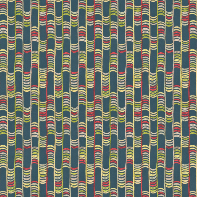 Stout Fabric Hitherto 1 Festival Rainbow Library Lake/Indigo 100% Cotton Embroidery INDIA Horizontal: 12.875 and Vertical: 6.375 51.87 in - My Fabric Connection -