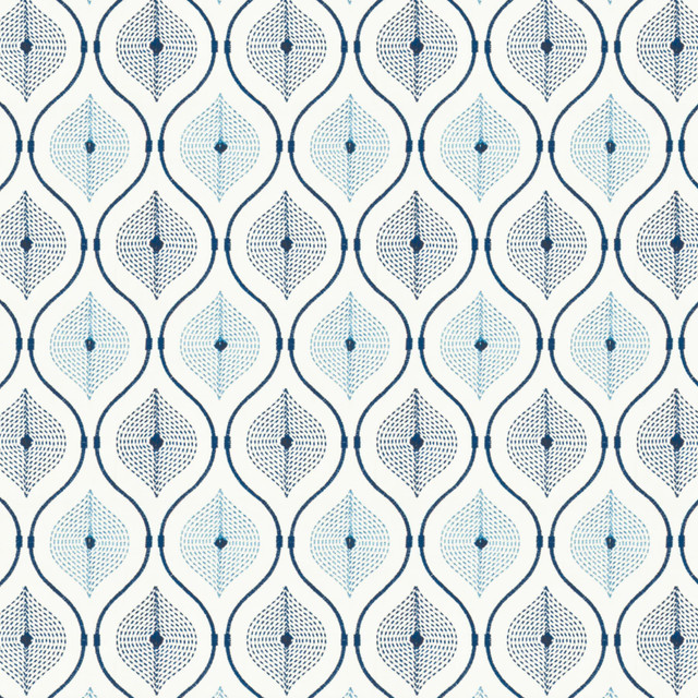 Stout Fabric Alexandra 1 Blue Rainbow Library Lake/Indigo 100% Cotton Rayon Embroidery INDIA Horizontal: 9.875 and Vertical: 7.5 51 in - My Fabric Connection -