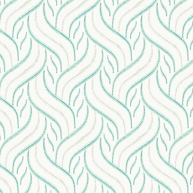 Stout Fabric Nero 1 Aqua Comfortable Living Lagoon/Teal 100% Cotton Embroidery INDIA WYZENBEEK 6 000 DOUBLE RUB WEAR TEST (LIGHT DUTY) Horizontal: 6.25 and Vertical: 5 51 in - My Fabric Connection -