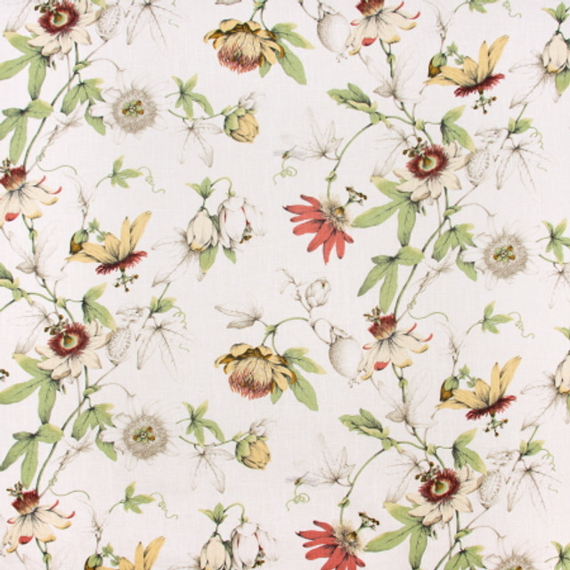Carole Fabric Dear Diary White Tea VIBRANCE 55% Linen, 45% Rayon- Soil & Stain Repellent Finished In USA Passes 15,000 Double Rubs Wyzenbeek Horizontal: 27 " D and Vertical: 25 1/4" 54" - My Fabric Connection -