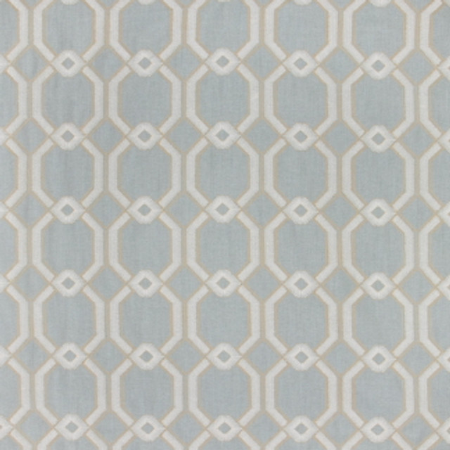 Carole Fabric Graceful Gate Powder Blue Seamist 100% Polyester India N/A Horizontal: 6 3/4" and Vertical: 6 1/2" 54" - My Fabric Connection -
