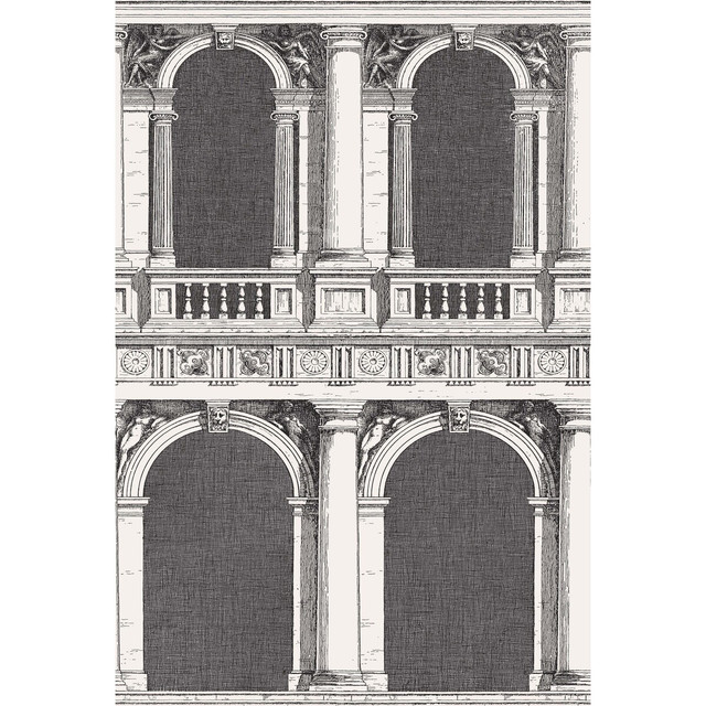 Cole & Son Wallcovering Procuratie Black/White COLE & SON FORNASETTI SENZA TEMPO PAPER - 100% United Kingdom - Horizontal: 27 and Vertical: 40.1 27 - My Fabric Connection -