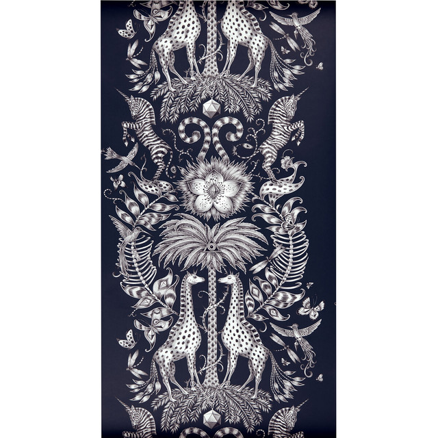 Clarke And Clarke Wallcovering Kruger Navy ANIMALIA BY EMMA J SHIPLEY FOR C&C - United Kingdom - Horizontal: 0 and Vertical: 27.125 20.5 - My Fabric Connection -