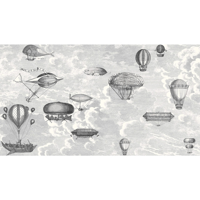 Cole & Son Wallcovering Macchine Volanti Soot/Snow COLE & SON FORNASETTI SENZA TEMPO PAPER - 100% United Kingdom - Horizontal: 54 and Vertical: 30 54 - My Fabric Connection -