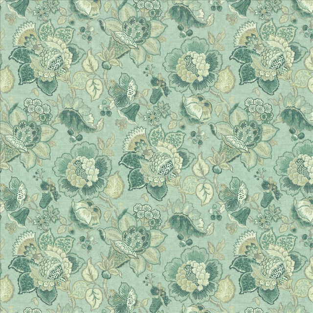 Kasmir Fabric Parisian Park Seafoam 1453 100% Cotton
 SPAIN 30,000 Wyzenbeek Double Rubs Horizontal: 27 inches and Vertical: 27 inches 54 - My Fabric Connection -