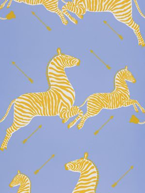 Scalamandre Wallpaper Zebras | Wallpaper Periwinkle SCWP81388M0007 ZEBRAS U.S.A. Horizontal: 37.5" and Vertical: 26" 26 - My Fabric Connection -
