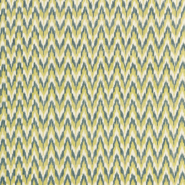 Schumacher Fabric Adari Cotton Ikat Citron 66942 CHROMA See Sample INDIA LIGHT DUTY </p><p>Repeat: Horizontal: 2 3/8" (6CM) and Vertical: 2 1/2" (6CM) 52" WIDE (132CM) - My Fabric Connection -