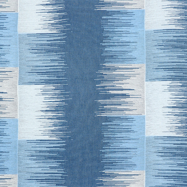 Schumacher Fabric Sunburst Stripe Embroidery Blues 78402 EXQUISITE EMBROIDERIES See Sample INDIA - </p><p>Repeat: Horizontal: 18" (46CM) and Vertical: 15 1/4" (39CM) 57" - My Fabric Connection - Schumacher Fabric Sunburst Stripe Embroidery Blues 78402 EXQUISITE EMBROIDERIES See Sample INDIA - </p><p>Repeat: Horizontal: 18" (46CM) and Vertical: 15 1/4" (39CM) 57" - My Fabric Connection -