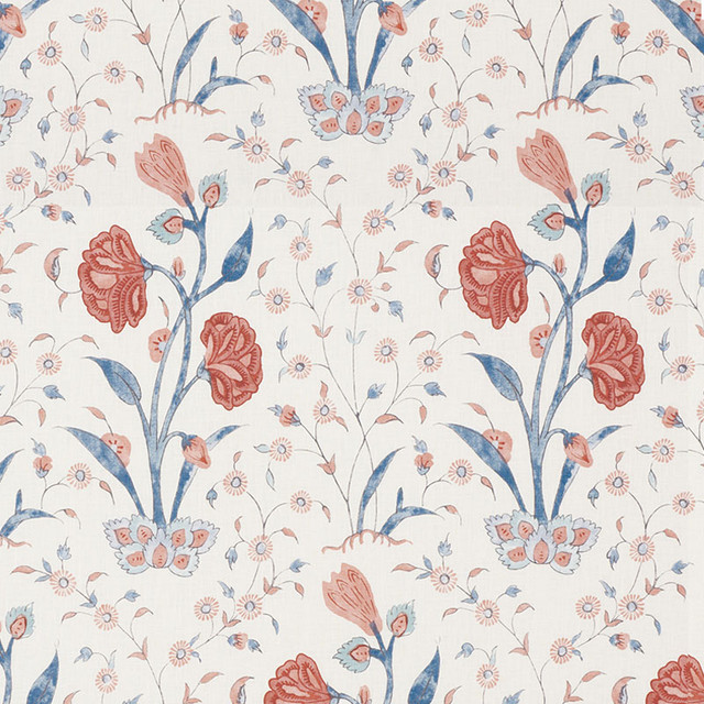 Schumacher Fabric Khilana Floral Delft & Rose 178330 PALAMPORE See Sample THAILAND - </p><p>Repeat: Horizontal: 6 3/4" (17CM) and Vertical: 30 3/4" (78CM) 54 1/4" (138CM) - My Fabric Connection - Schumacher Fabric Khilana Floral Delft & Rose 178330 PALAMPORE See Sample THAILAND - </p><p>Repeat: Horizontal: 6 3/4" (17CM) and Vertical: 30 3/4" (78CM) 54 1/4" (138CM) - My Fabric Connection -