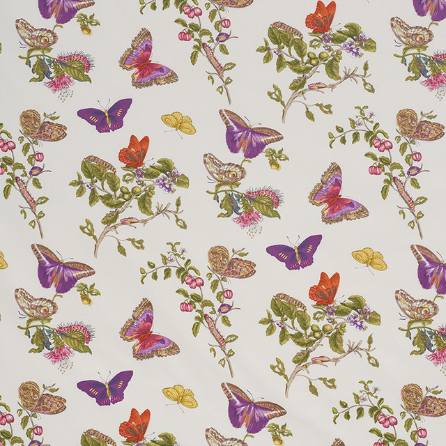 Schumacher Fabric Baudin Butterfly Chintz Purple 178722 SCHUMACHER CLASSICS See Sample ITALY - </p><p>Repeat: Horizontal: 27 3/8" (70CM) and Vertical: 19 3/4" (50CM) 55 1/2" (141CM) - My Fabric Connection -