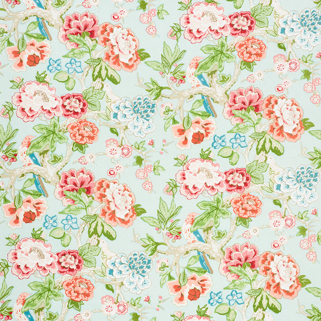 Schumacher Fabric Bermuda Blossoms Aqua 175877 PERFECT PAIRS See Sample UNITED KINGDOM - </p><p>Repeat: Horizontal: 27 1/8" (69CM) and Vertical: 25 5/8" (65CM) 54 1/4" WIDE (138CM) - My Fabric Connection - Schumacher Fabric Bermuda Blossoms Aqua 175877 PERFECT PAIRS See Sample UNITED KINGDOM - </p><p>Repeat: Horizontal: 27 1/8" (69CM) and Vertical: 25 5/8" (65CM) 54 1/4" WIDE (138CM) - My Fabric Connection -