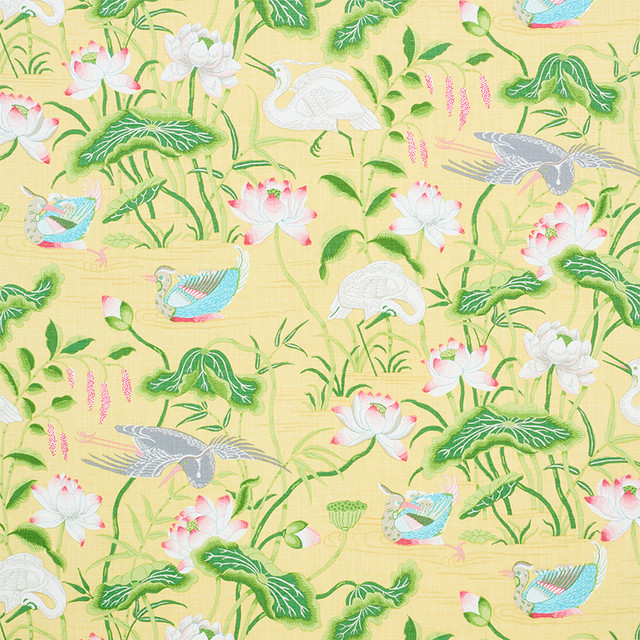 Schumacher Fabric Lotus Garden Yellow 179040 SIGNATURE SCHUMACHER See Sample THAILAND - </p><p>Repeat: Horizontal: 27" (69CM) and Vertical: 43 3/4" (111CM) 53 1/2" WIDE (136CM) - My Fabric Connection -