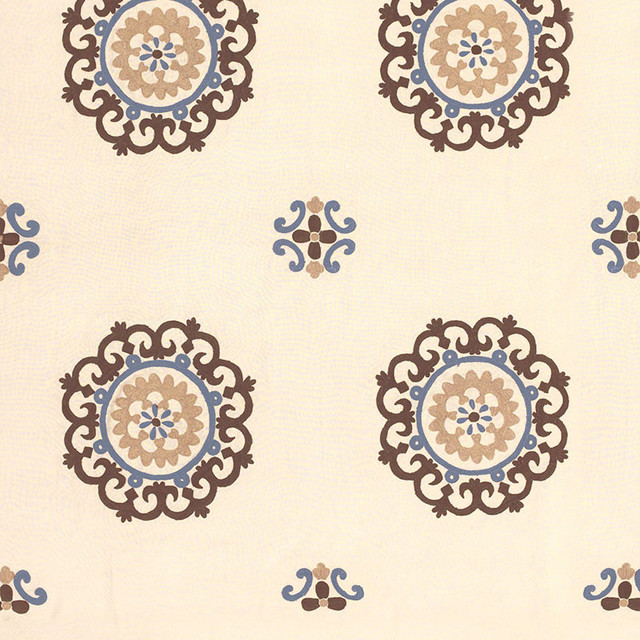 Schumacher Fabric Konya Suzani Mocha / Dusk 62671 CLASSIC WOVENS See Sample INDIA . </p><p>Repeat: Horizontal: 26 3/4" (68CM) and Vertical: 23" (58CM) 53 1/2" WIDE (136CM) - My Fabric Connection -