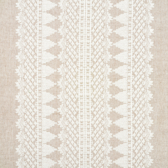 Schumacher Fabric Wentworth Embroidery Natural 75472 NEW TRADITIONAL II See Sample INDIA - </p><p>Repeat: Horizontal: 25 5/8" (65CM) and Vertical: 2 1/8" (5CM) 55" (140CM) - My Fabric Connection -