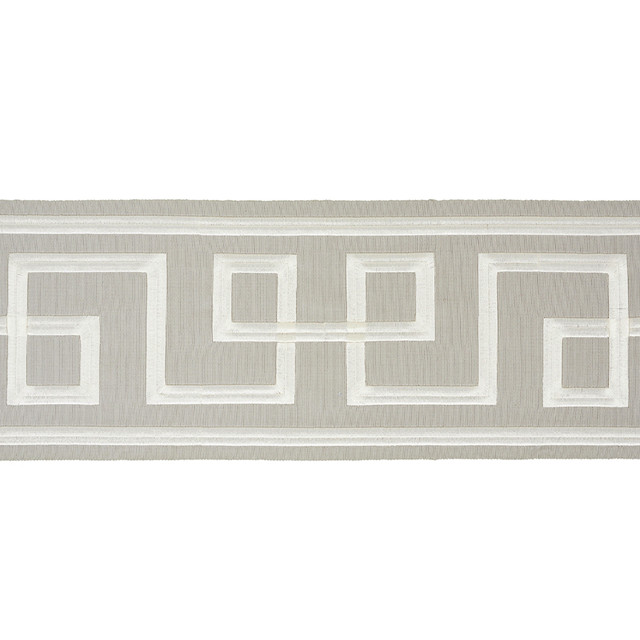 Schumacher Trim Octavius Tape Grey 66167 STATEMENT TRIMS See Sample INDIA - </p><p>Repeat: Horizontal: 15" (38CM) and Vertical: - 6" WIDE (15CM) - My Fabric Connection -