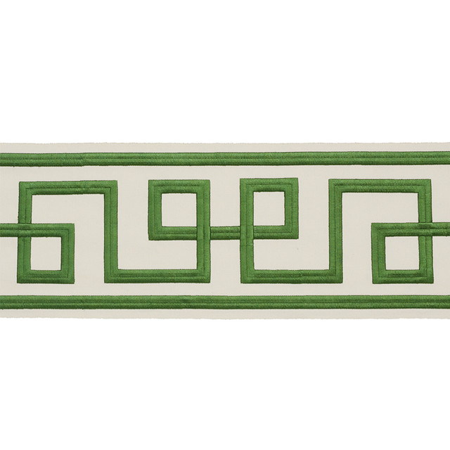 Schumacher Trim Octavius Tape Green 77340 STATEMENT TRIMS See Sample INDIA - </p><p>Repeat: Horizontal: 15" (38CM) and Vertical: - 6" WIDE (15CM) - My Fabric Connection -