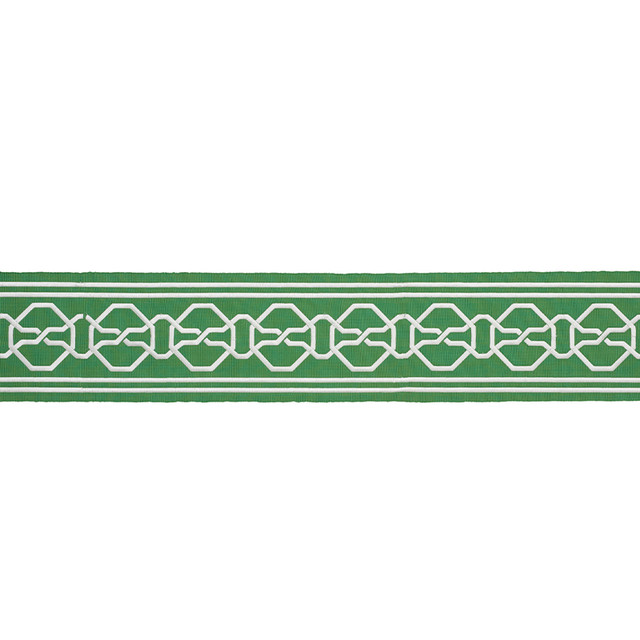 Schumacher Trim Malmaison Tape Green 77351 STATEMENT TRIMS See Sample INDIA - </p><p>Repeat: Horizontal: 3 3/4" (10CM) and Vertical: - 6" WIDE (15CM) - My Fabric Connection - Schumacher Trim Malmaison Tape Green 77351 STATEMENT TRIMS See Sample INDIA - </p><p>Repeat: Horizontal: 3 3/4" (10CM) and Vertical: - 6" WIDE (15CM) - My Fabric Connection -