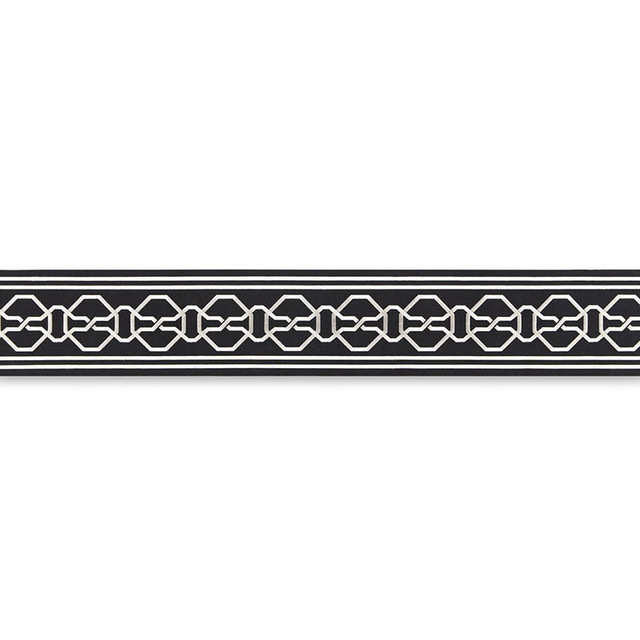 Schumacher Trim Malmaison Tape Noir / Swan 66153 MARY MCDONALD See Sample INDIA . </p><p>Repeat: Horizontal: 3 3/4" (10CM) and Vertical: - 6" WIDE (15CM) - My Fabric Connection - Schumacher Trim Malmaison Tape Noir / Swan 66153 MARY MCDONALD See Sample INDIA . </p><p>Repeat: Horizontal: 3 3/4" (10CM) and Vertical: - 6" WIDE (15CM) - My Fabric Connection -