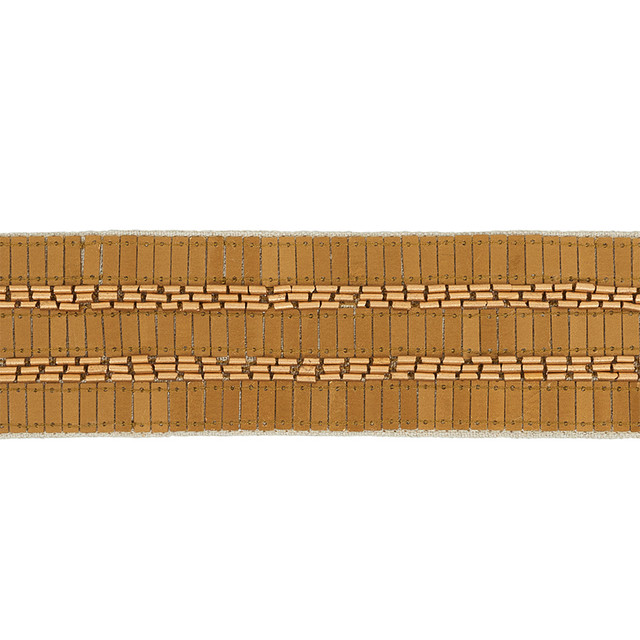 Schumacher Trim Trento Beaded Tape Gold 77381 STATEMENT TRIMS See Sample INDIA - </p><p>Repeat: Horizontal: - and Vertical: - 2" (5CM) - My Fabric Connection -