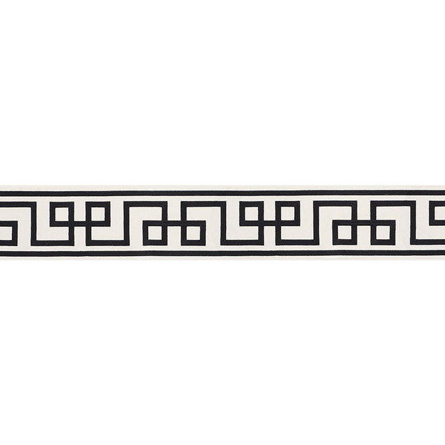 Schumacher Trim Octavius Tape Black On Ivory 66166 MARY MCDONALD PASSEMENTERIE I See Sample INDIA - </p><p>Repeat: Horizontal: 15" (38CM) and Vertical: - 6" (15CM) - My Fabric Connection -