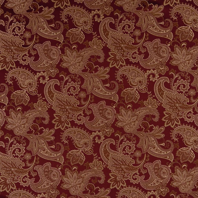 Charlotte Fabric D1555 Merlot Paisley Elegant Damasks 100% Woven Polyester Turkey Exceeds 50,000 Wyzenbeek Rubs (Heavy Duty) Horizontal 14" x Vertical 15" 54 Inches - My Fabric Connection -