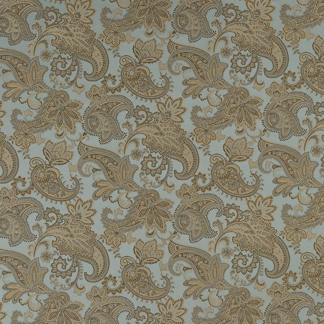 Charlotte Fabric D1557 Seaglass Paisley Elegant Damasks 100% Woven Polyester Turkey Exceeds 50,000 Wyzenbeek Rubs (Heavy Duty) Horizontal 14" x Vertical 15" 54 Inches - My Fabric Connection -