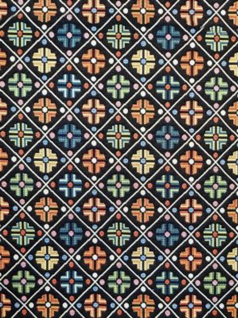 Scalamandre Fabric Kirov Multi Black N1B4110002 95% COTTON 5% POLYESTER FRANCE MEDIUM DUTY Horizontal: 6.25" and Vertical: 6" 59 - My Fabric Connection -