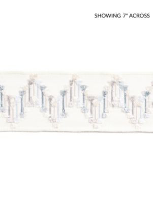 Scalamandre Trim Sayuri Embroidered Tape Cloud SCT33240002 PACIFICA 60% VISCOSE 40% RAYON INDIA LIGHT DUTY Horizontal: 4" and Vertical: 2.75 - My Fabric Connection -