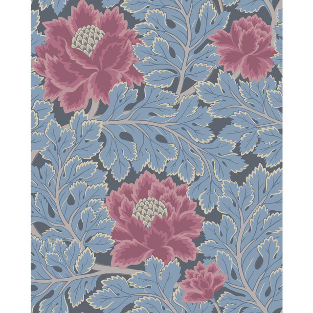Cole & Son Wallcovering Aurora Cerise/Cerulean Bl COLE & SON PEARWOOD PAPER - 100% United Kingdom - Horizontal: 20.5 and Vertical: 25.5 20.5 - My Fabric Connection -