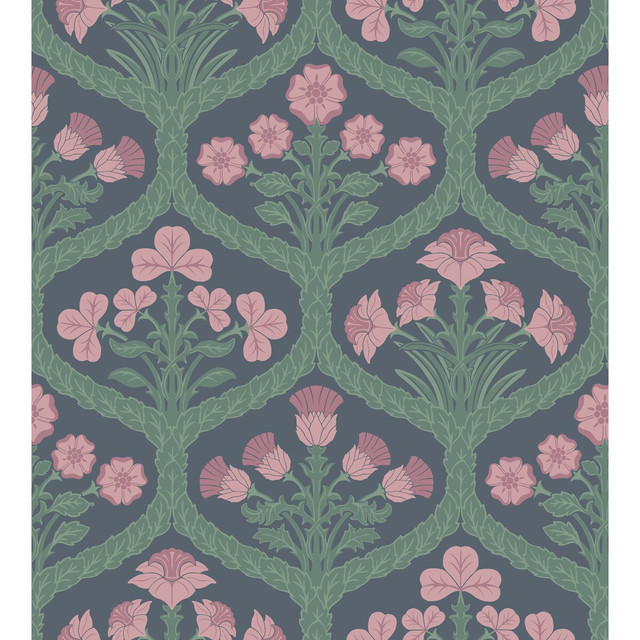 Cole & Son Wallcovering Floral Kingdom Rose/Fores COLE & SON PEARWOOD PAPER - 100% United Kingdom - Horizontal: 27 and Vertical: 29.9 27 - My Fabric Connection -