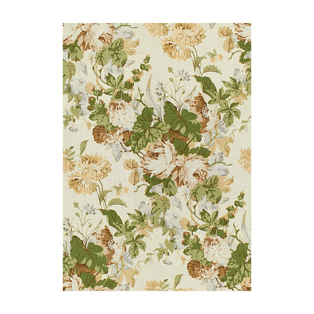 Lee Jofa Fabric Maisie Linen Tan/Leaf PARISH-HADLEY LINEN - 100% Thailand - Horizontal: 25.75 and Vertical: 36 51.5 - My Fabric Connection -