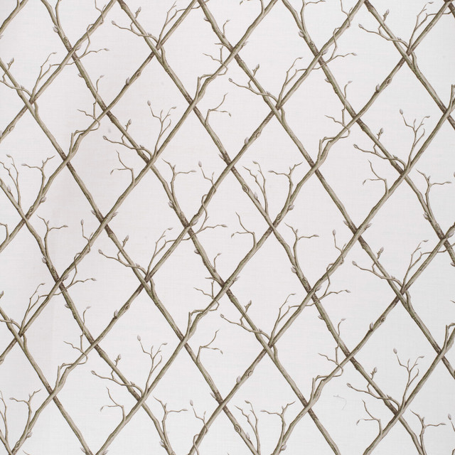 Lee Jofa Fabric Twig Trellis Green/White PAOLO MOSCHINO FABRICS LINEN - 67%;COTTON - 33% United Kingdom HEAVY Horizontal: 18.5 and Vertical: 18.5 53.94 - My Fabric Connection -